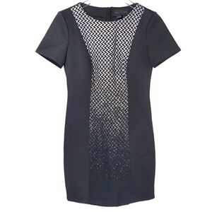 Sachin + Babi Houndstooth Panel Cap Sleeve Sheath Dress in Black/White